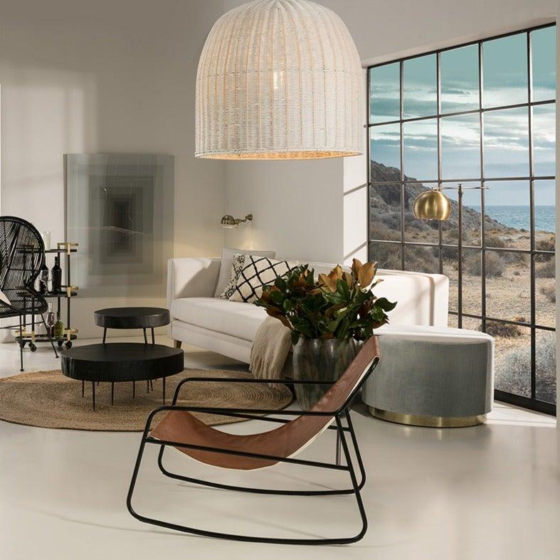 White Fabric Sofa W/Wood Legs