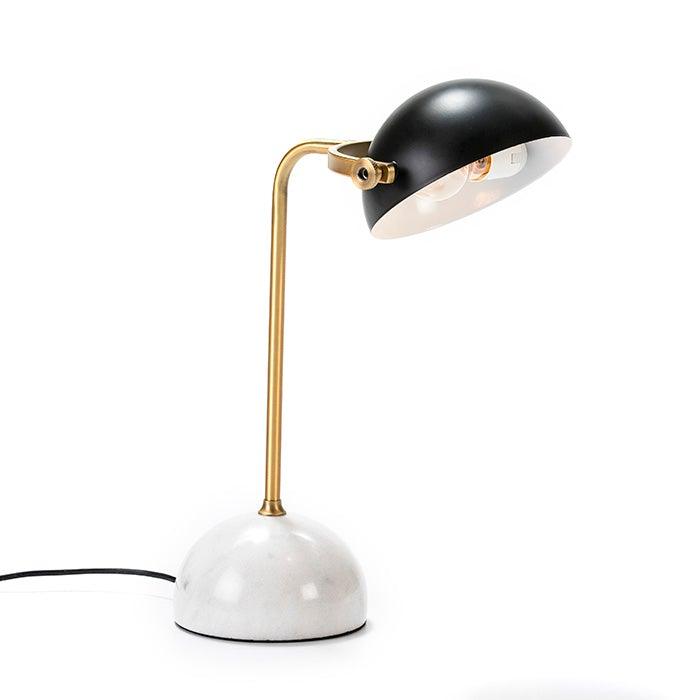 White Marble Table Lamp W/Metal