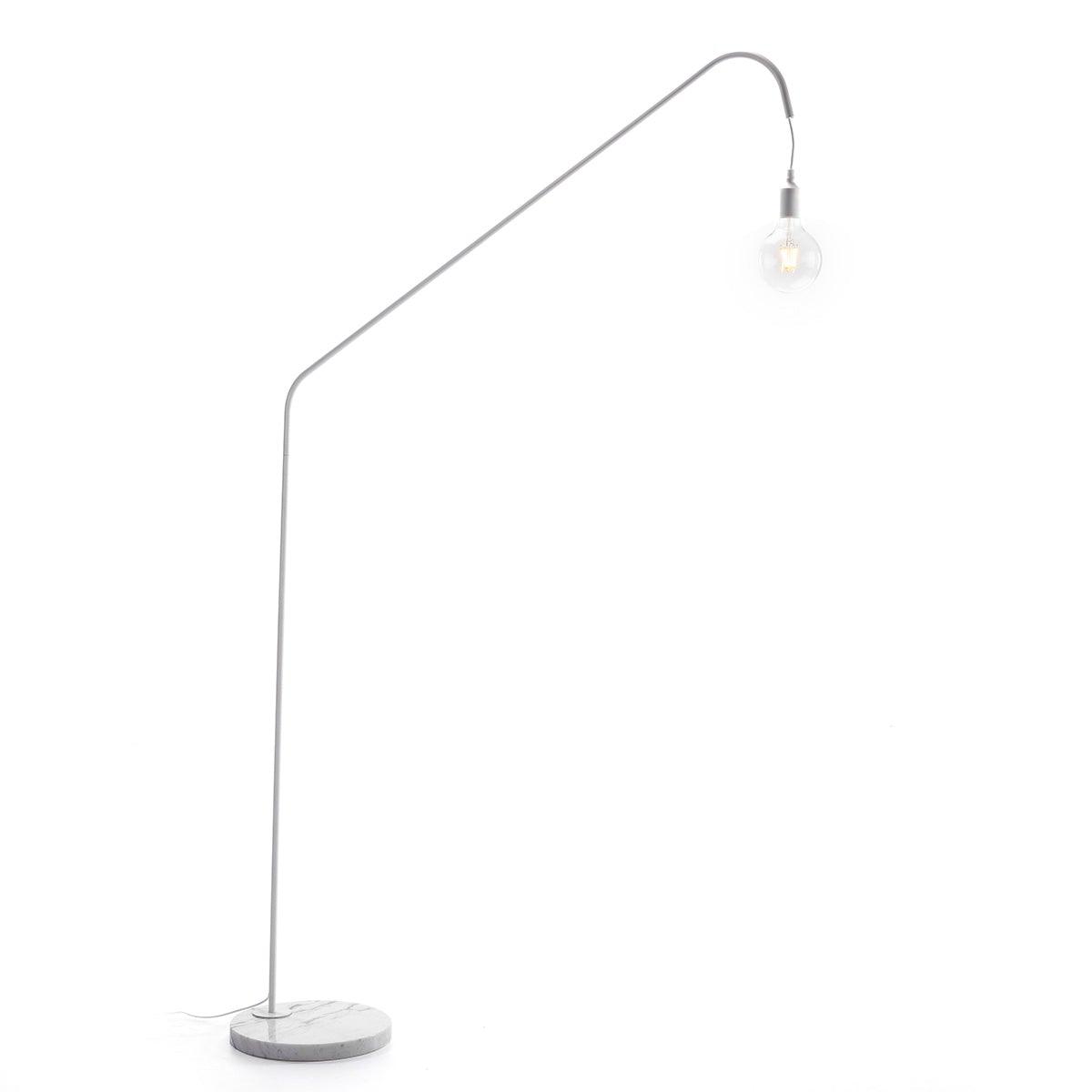 White Metal Floor Lamp W/Marble