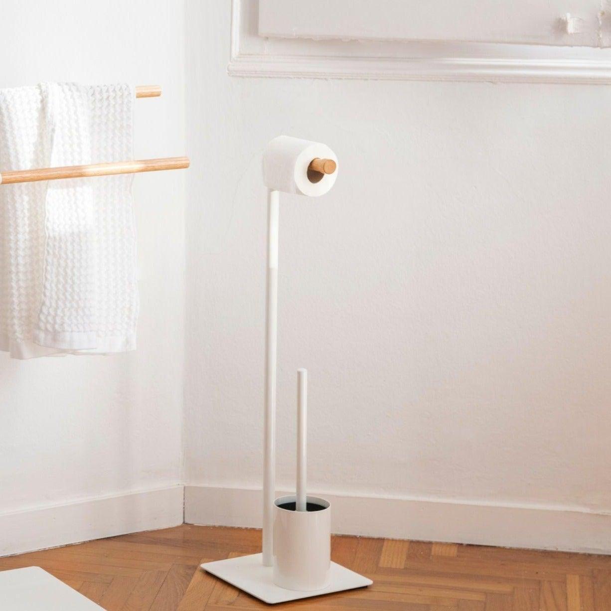 White Metal Toilet Brush / Toilet Paper