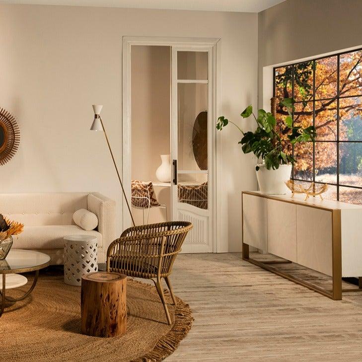 White Wood Sideboard W/Metal