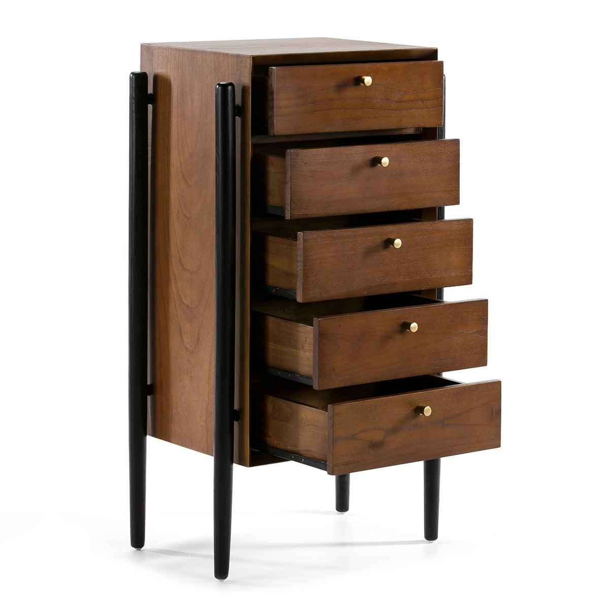 Wood Chest Of Drawers W/Black Legs