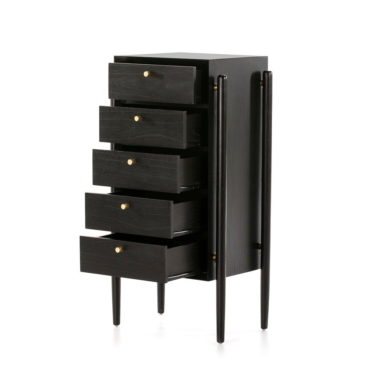 Wood Chest Of Drawers W/Black Legs