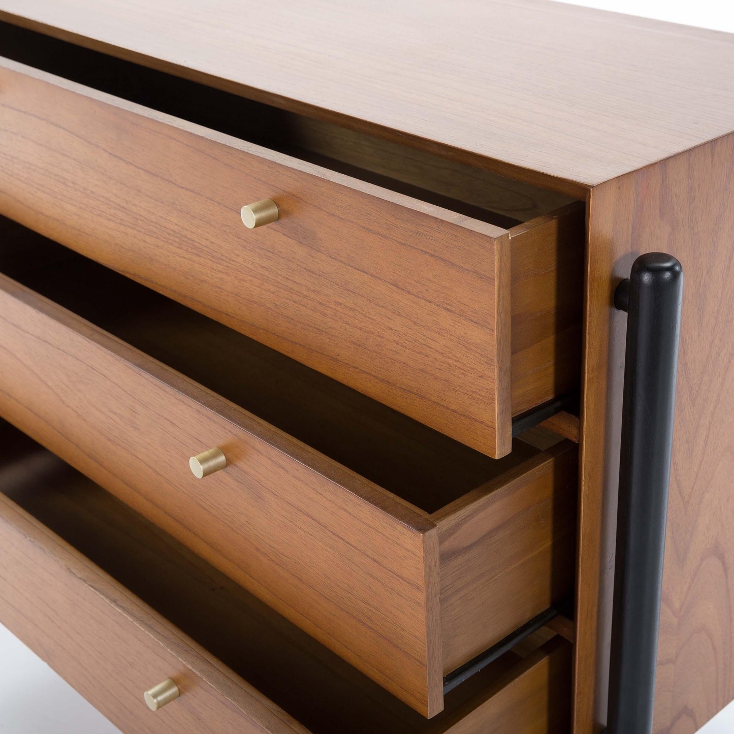 Wood Chest Of Drawers W/ Gold Handles