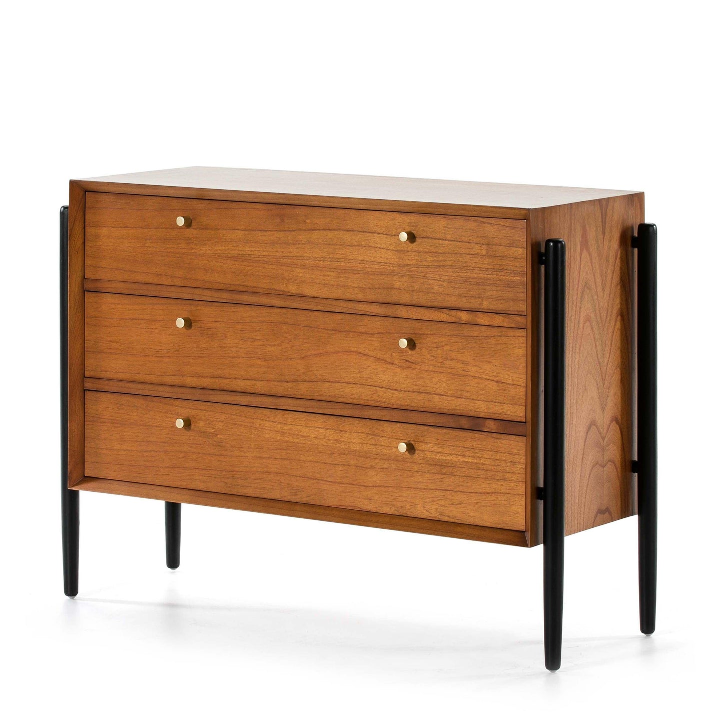 Wood Chest Of Drawers W/ Gold Handles