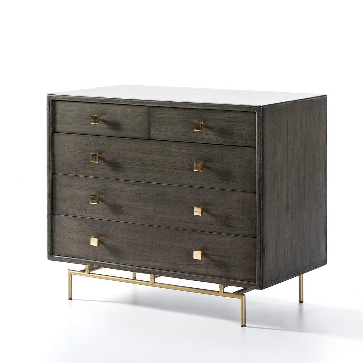 Wood Chest Of Drawers W/Metal