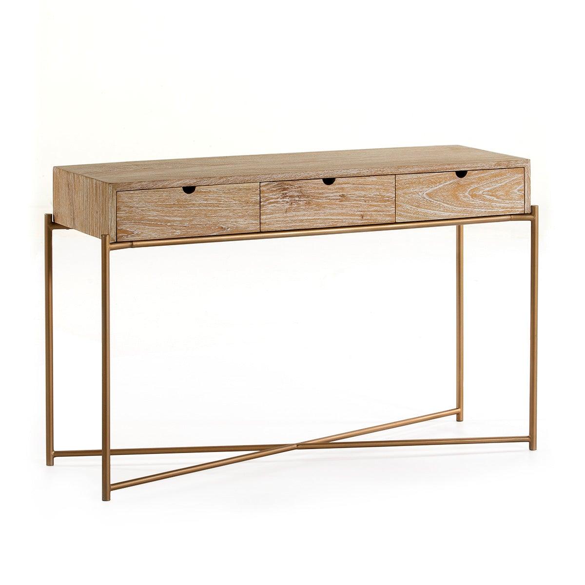 Wood Console W/Metal