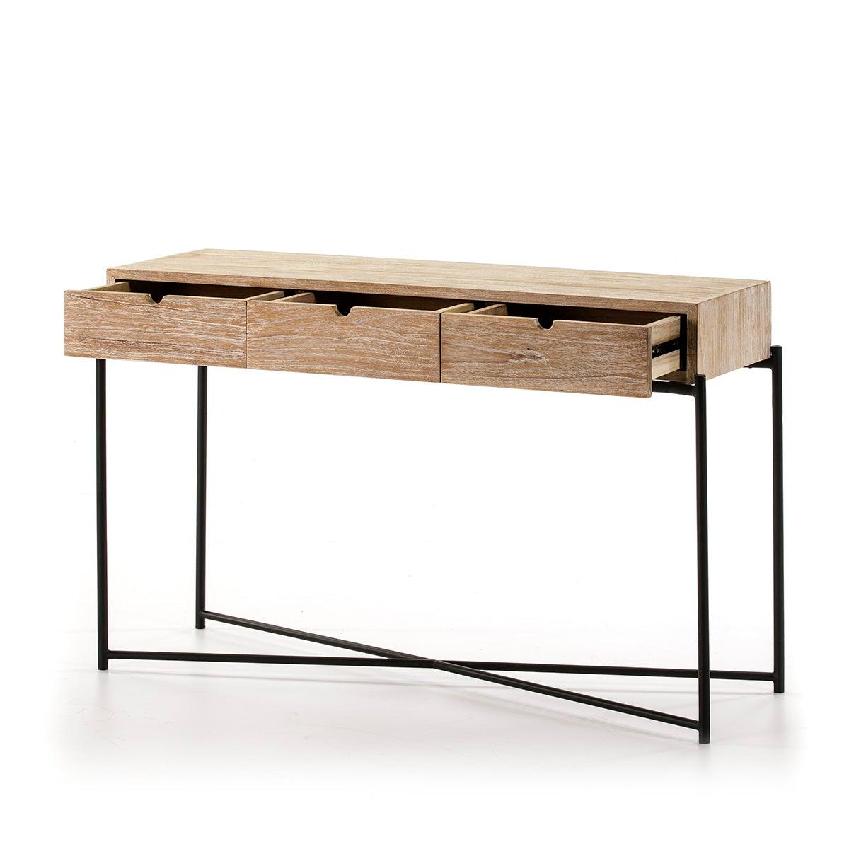 Wood Console W/Metal