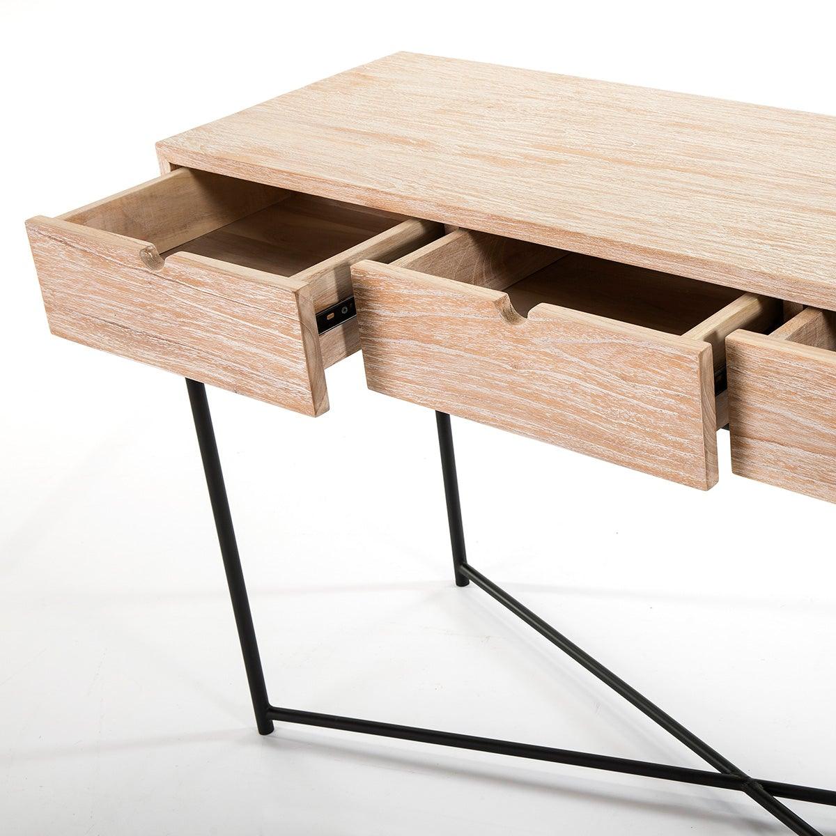 Wood Console W/Metal