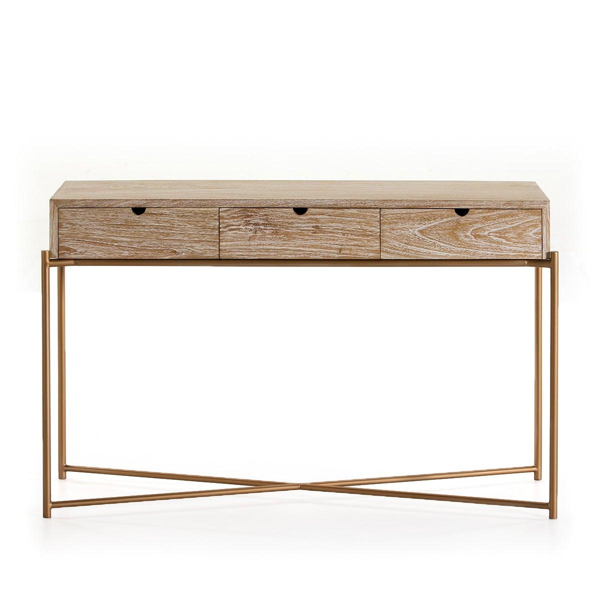 Wood Console W/Metal