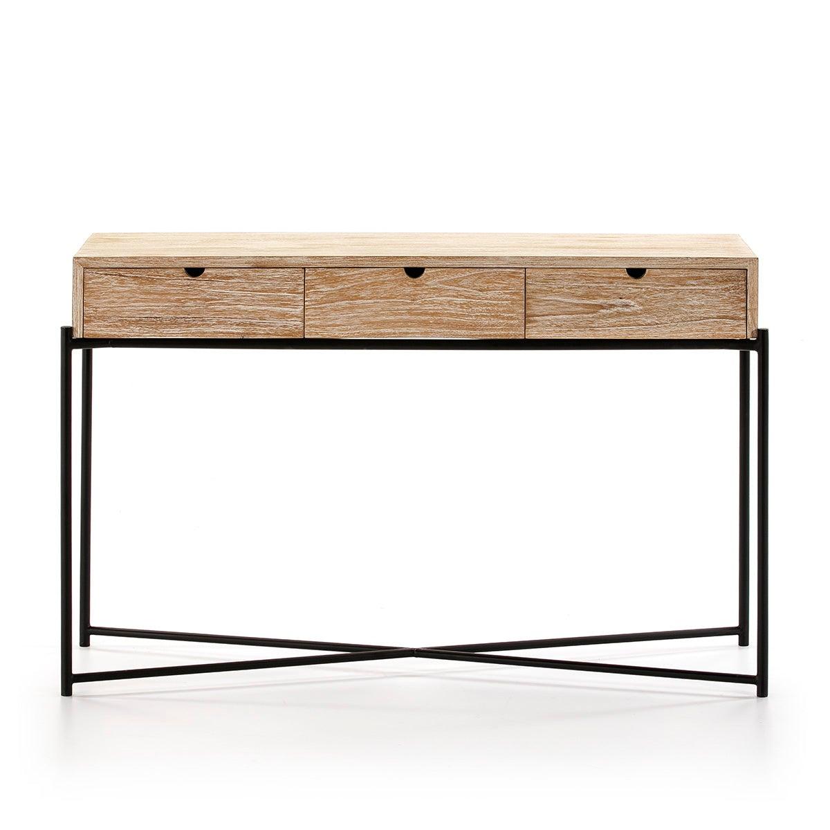 Wood Console W/Metal