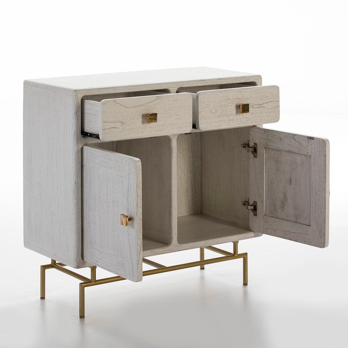 Wood Console W/Metal
