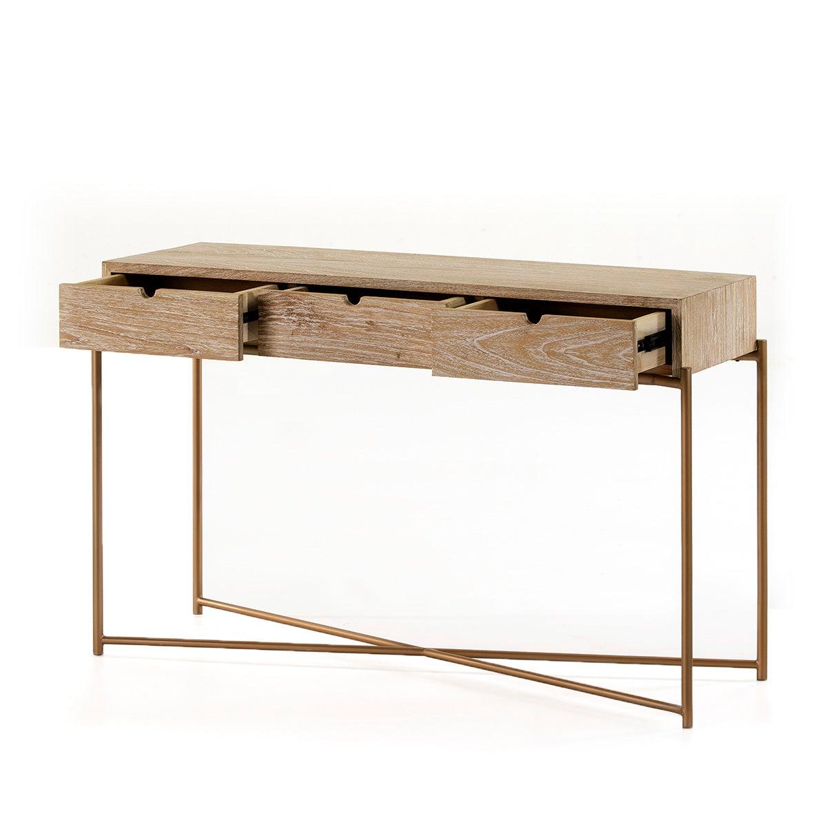 Wood Console W/Metal