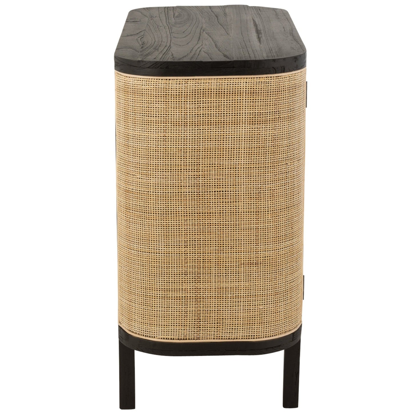 Wood Console W/ Rattan