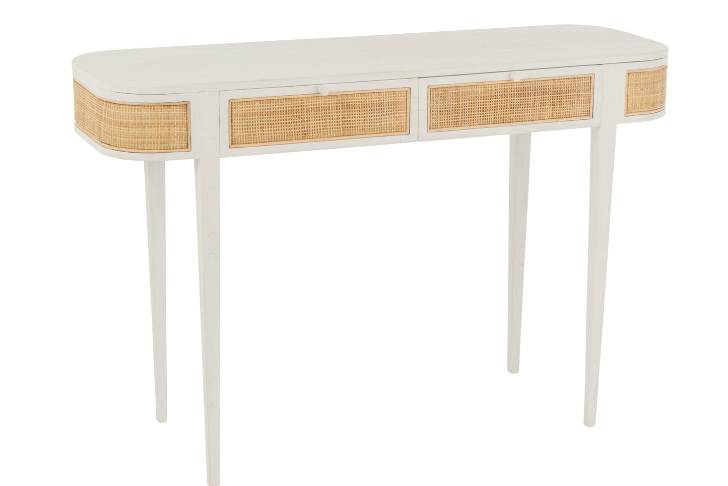 Wood Console W/ Rattan