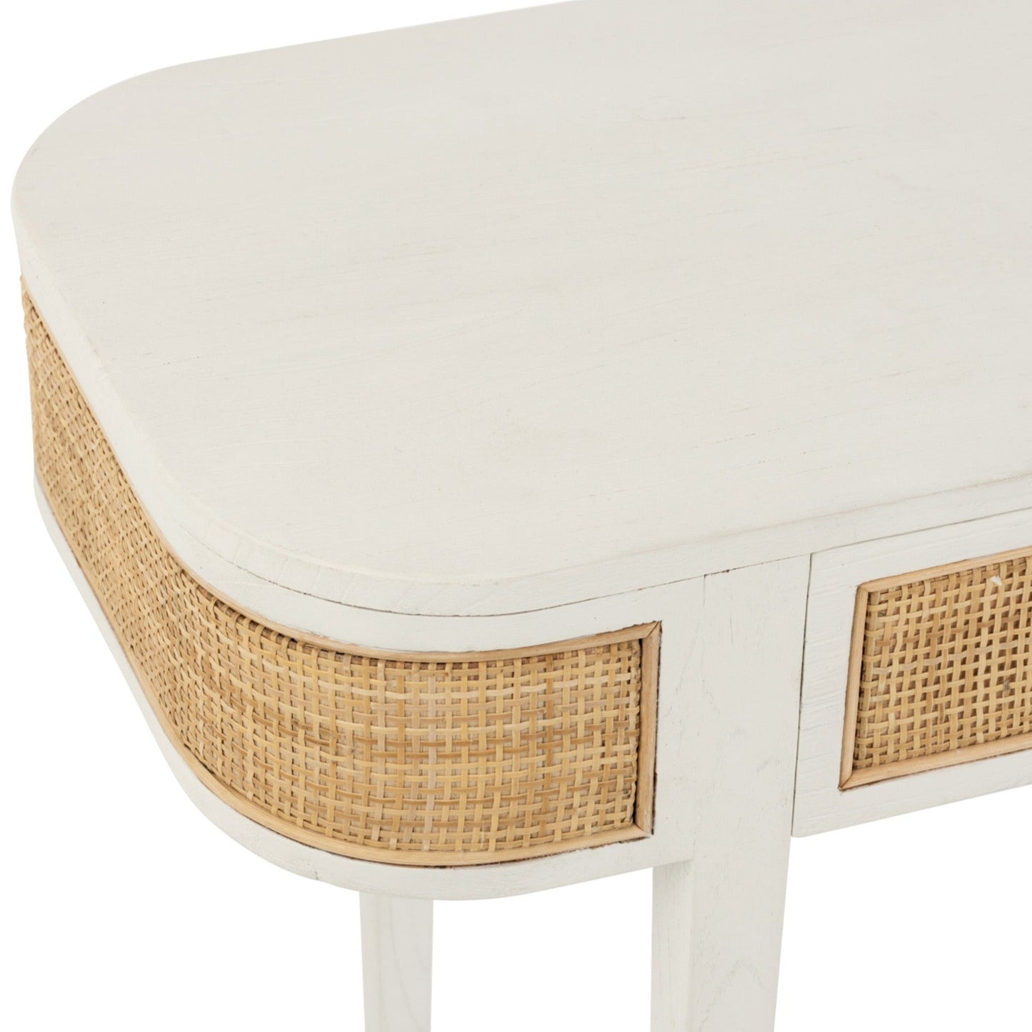 Wood Console W/ Rattan