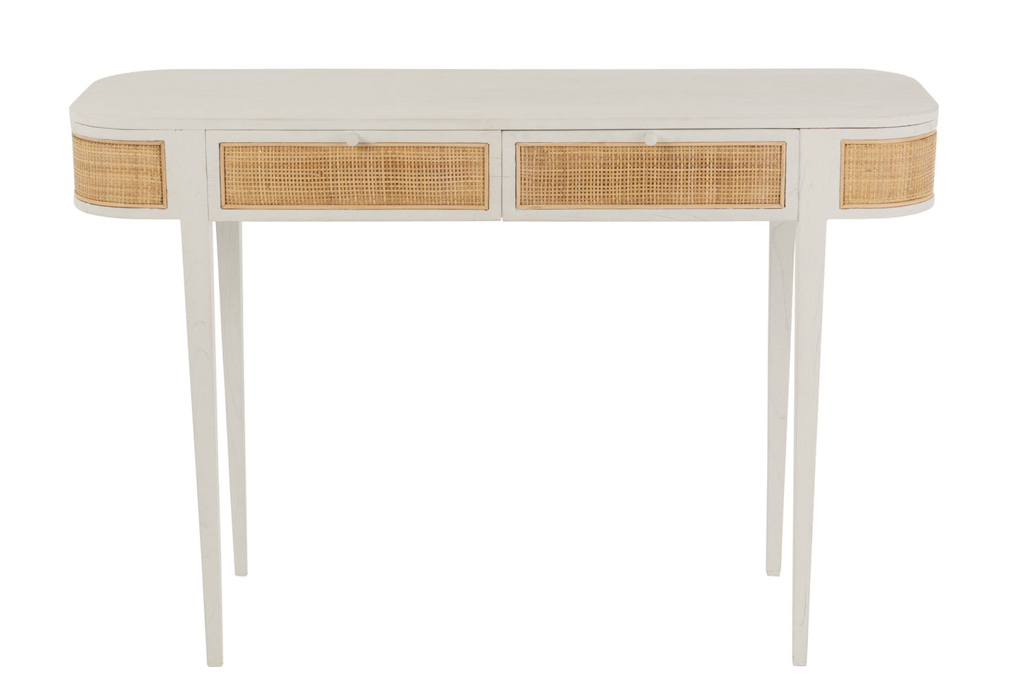 Wood Console W/ Rattan