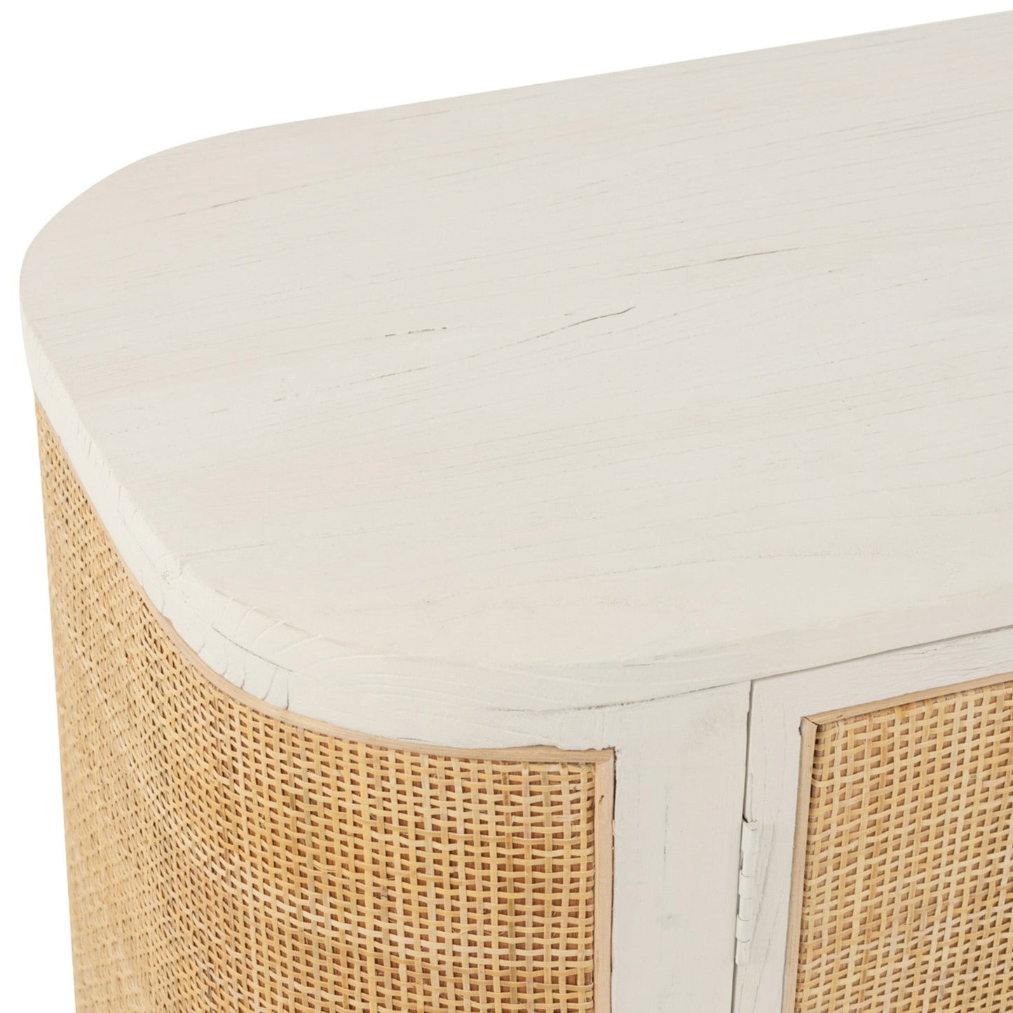 Wood Console W/ Rattan