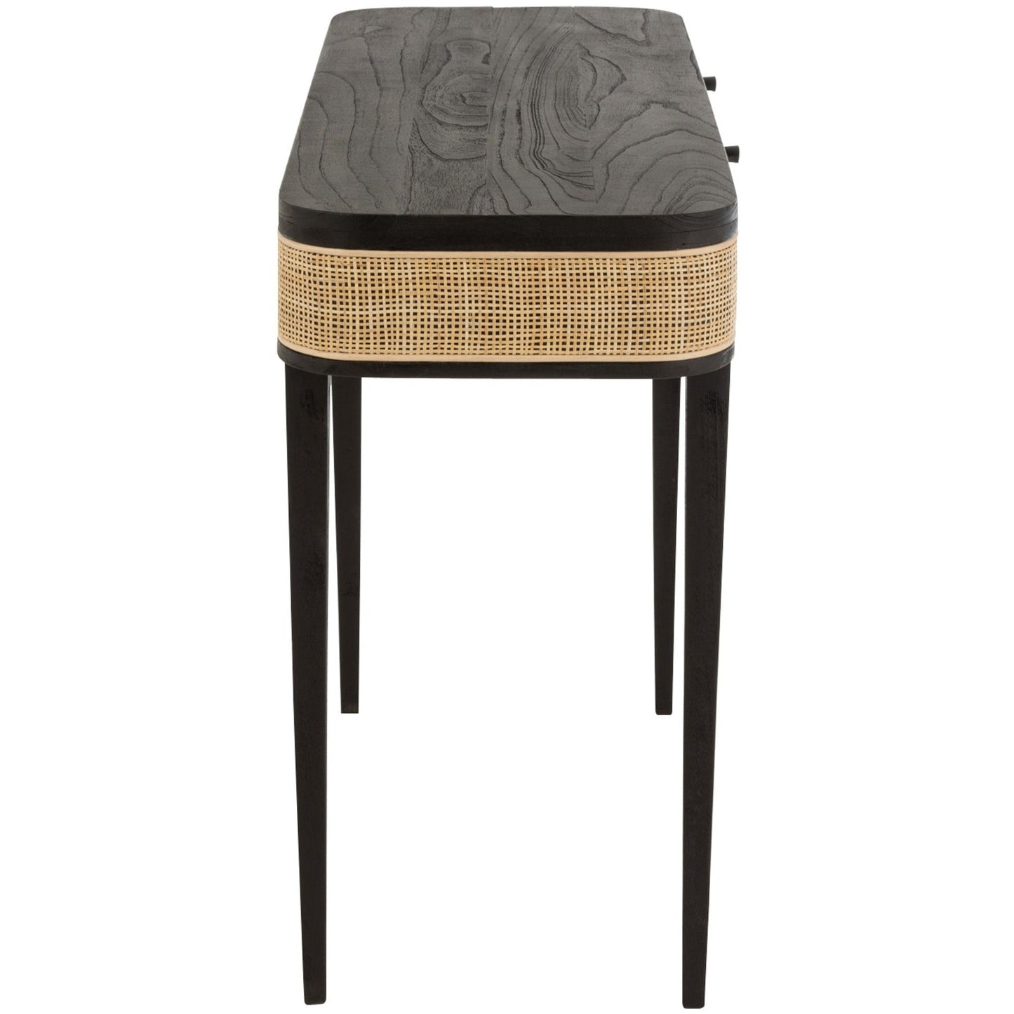 Wood Console W/ Rattan