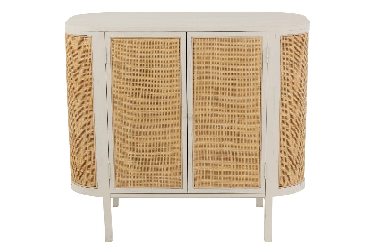 Wood Console W/ Rattan