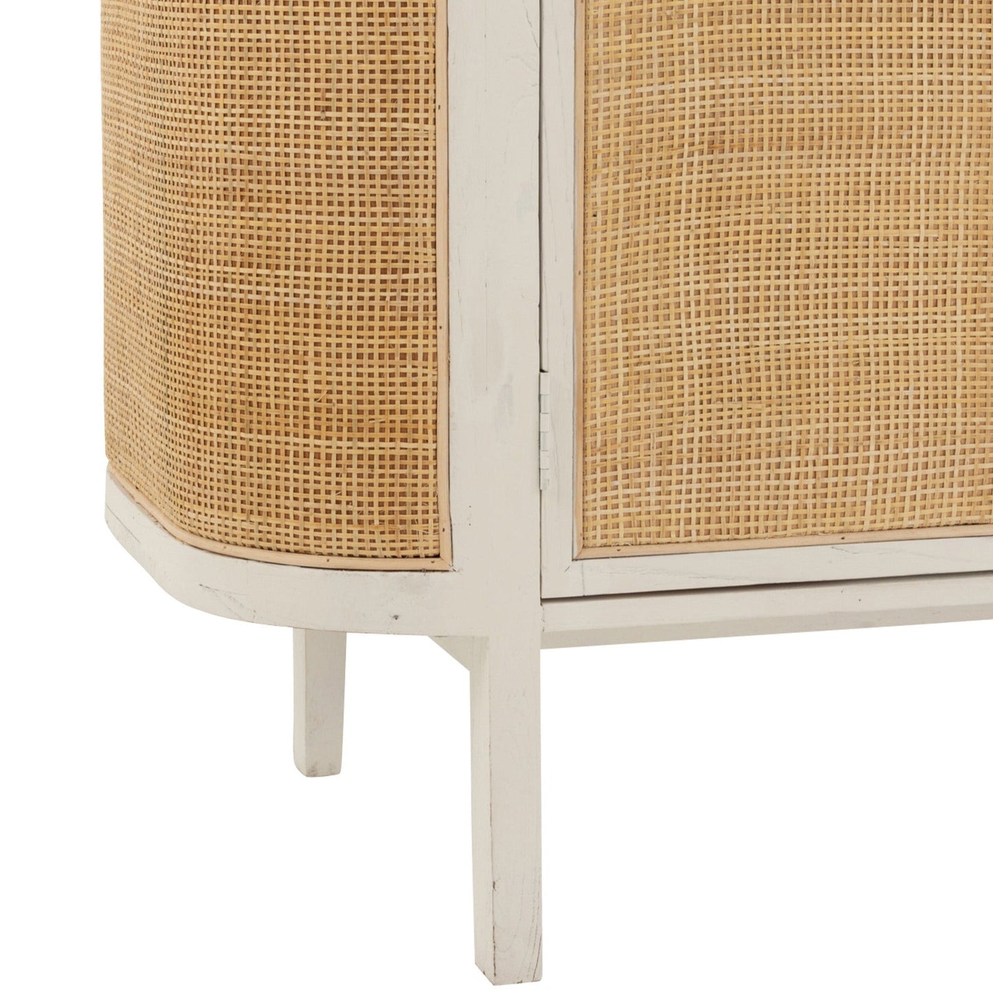 Wood Console W/ Rattan