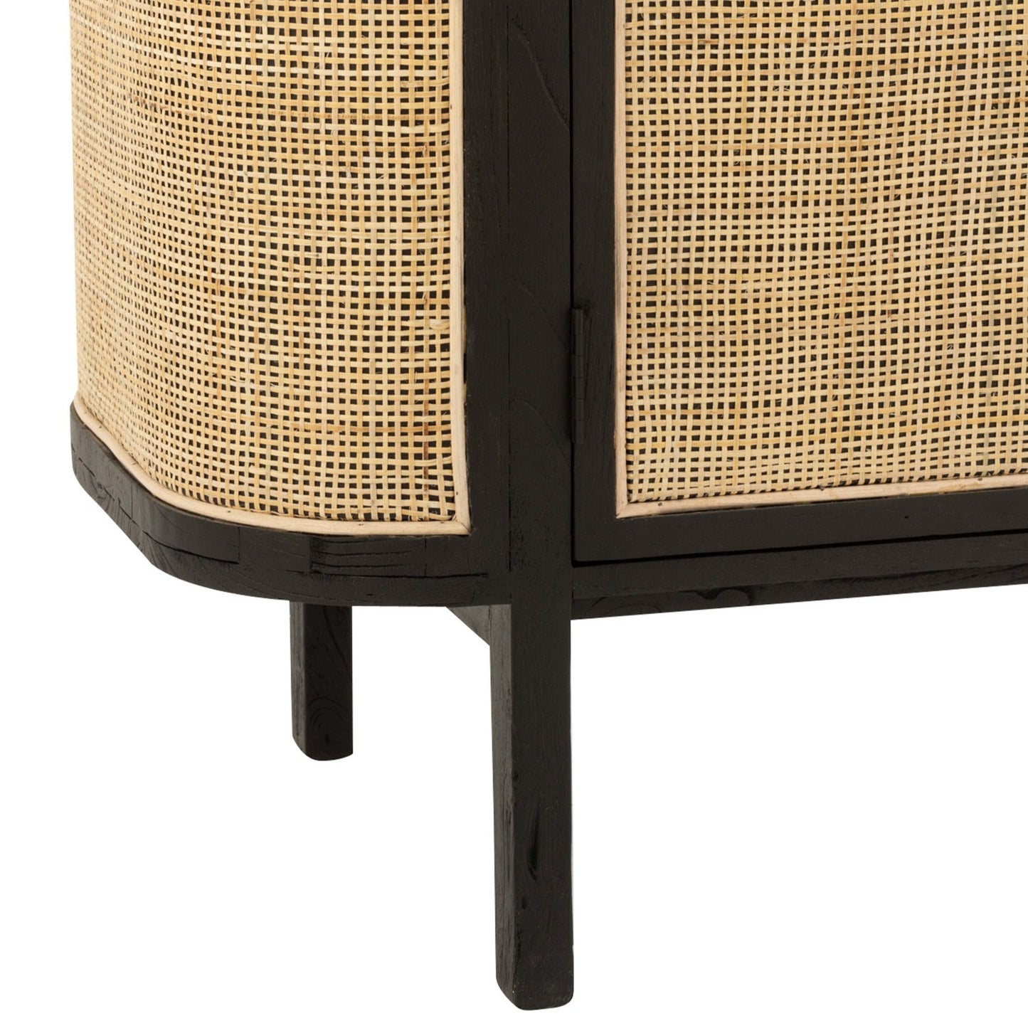 Wood Console W/ Rattan