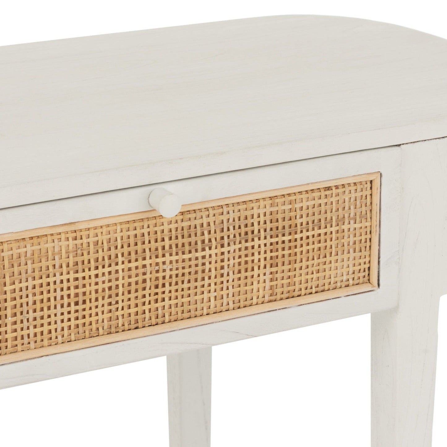 Wood Console W/ Rattan