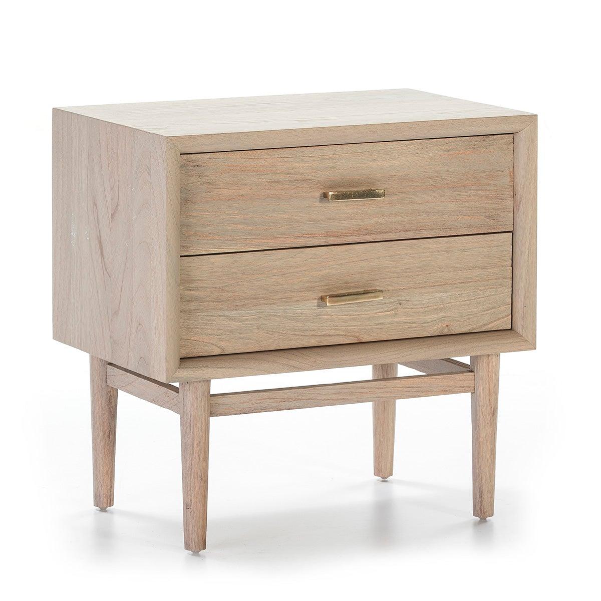 Wood Nightstand W/Gold Handles