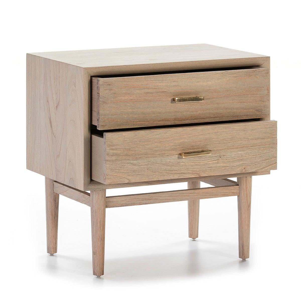 Wood Nightstand W/Gold Handles