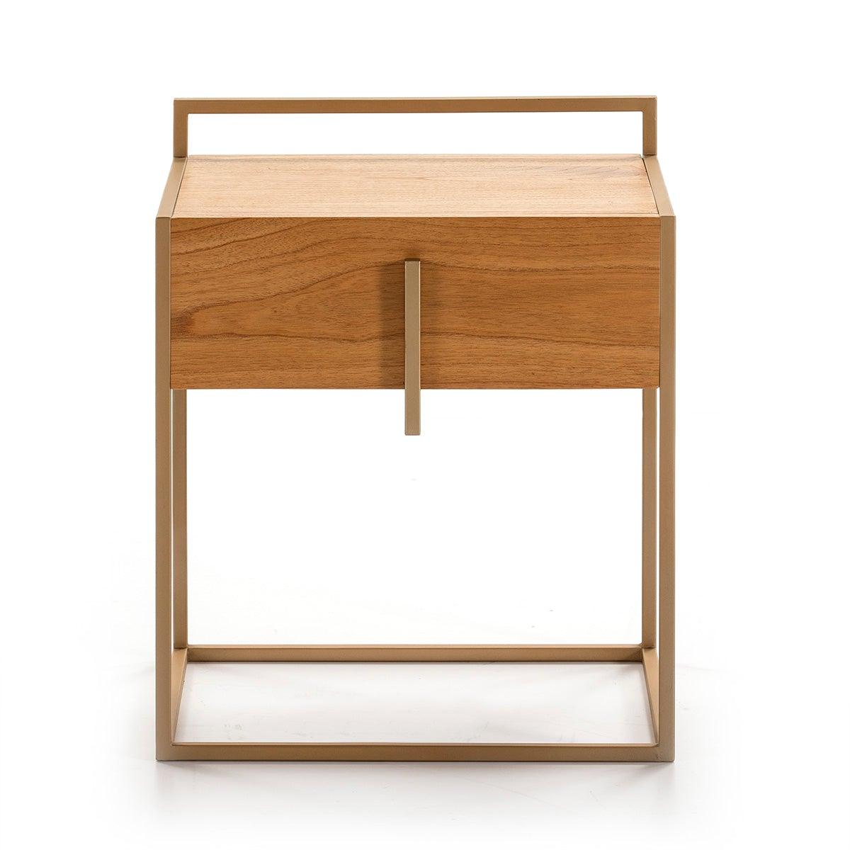 Wood Nightstand W/Metal