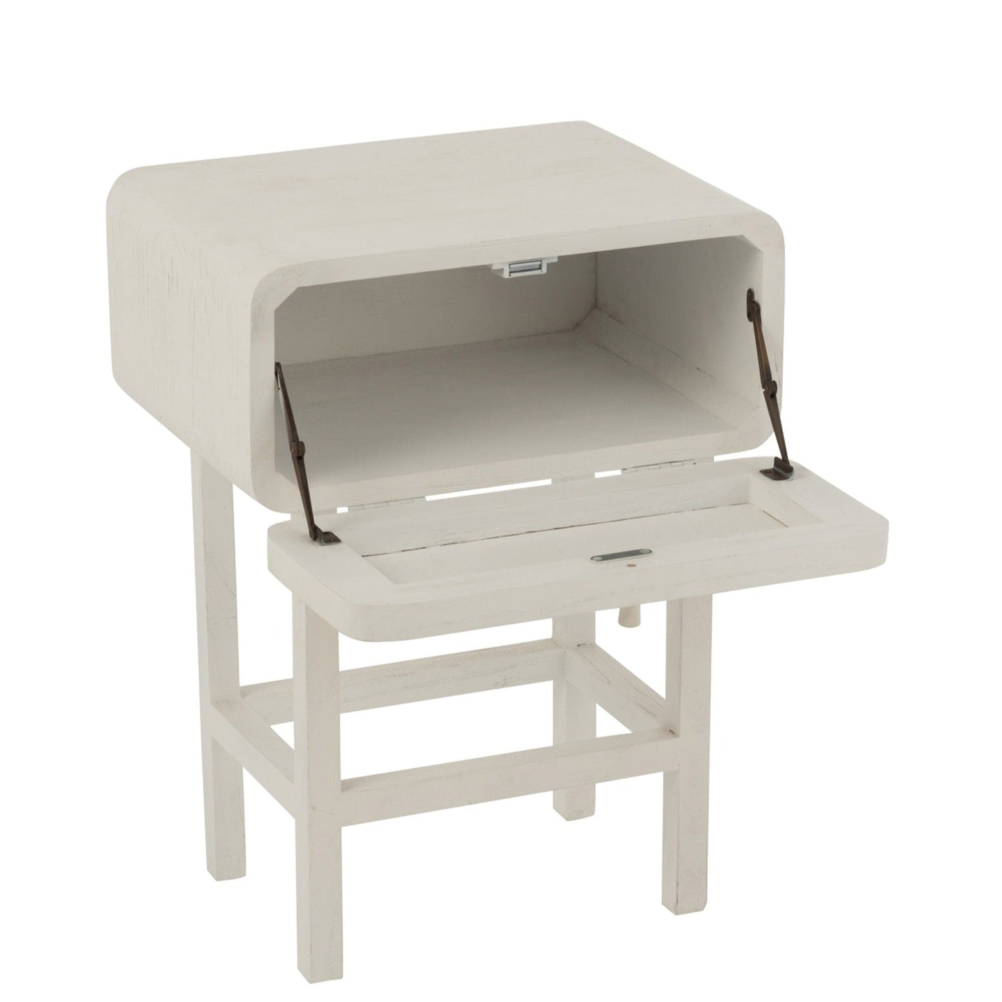 Wood Side Table W/ Rattan