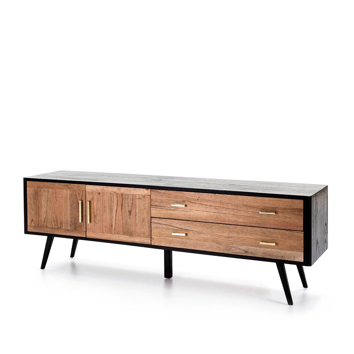 Wood Sideboard W/Gold Handles