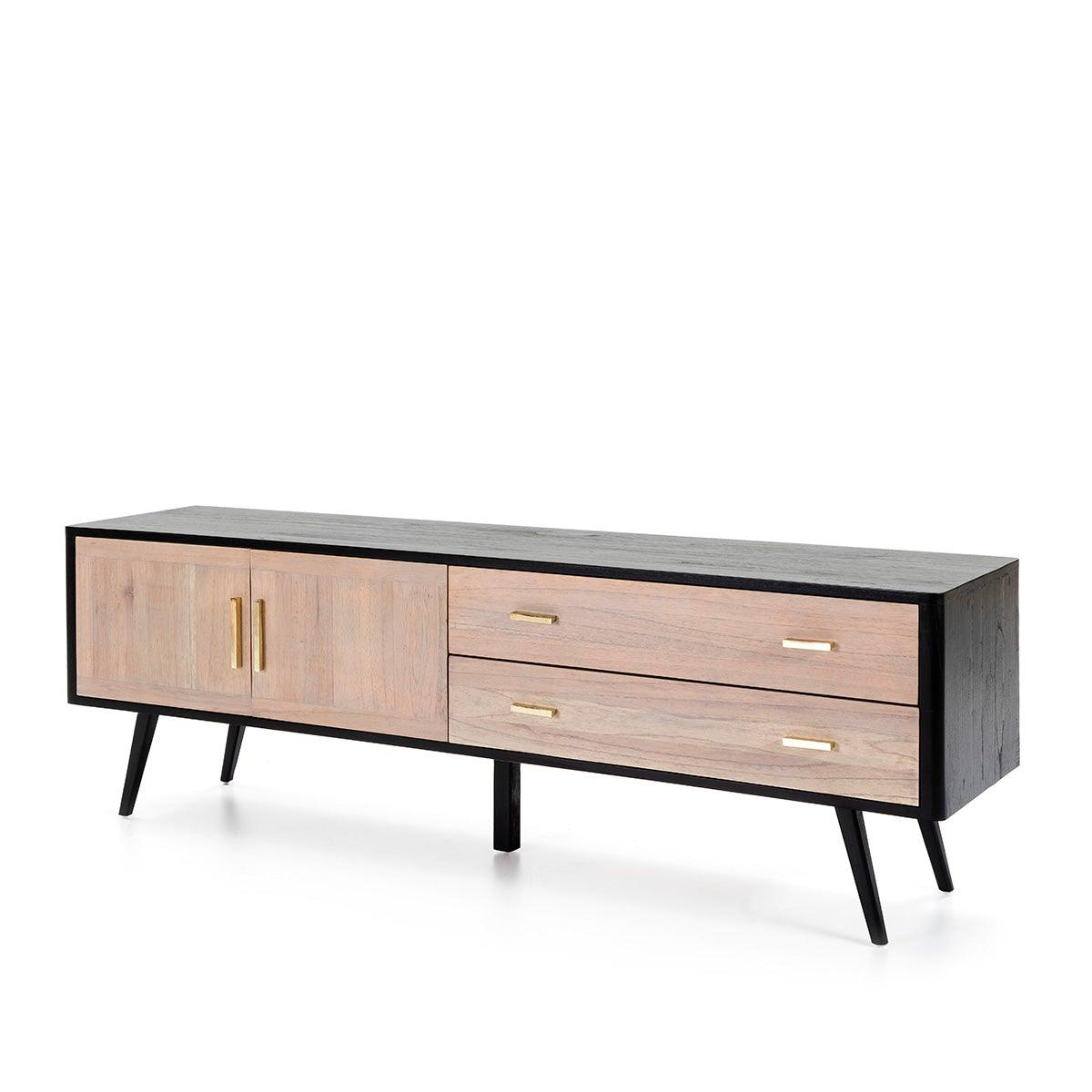 Wood Sideboard W/Gold Handles