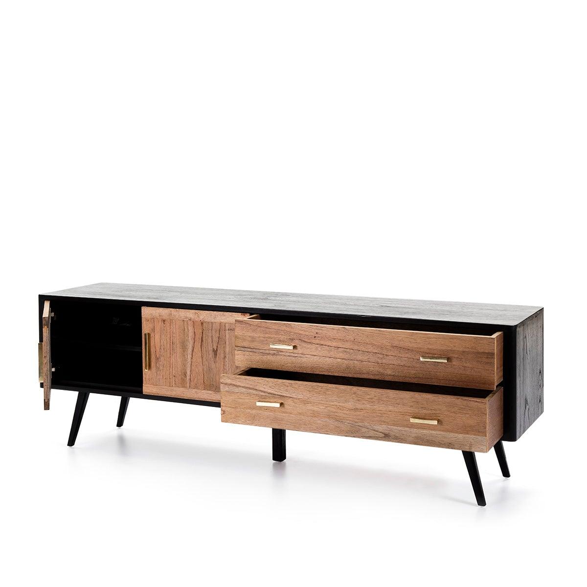 Wood Sideboard W/Gold Handles