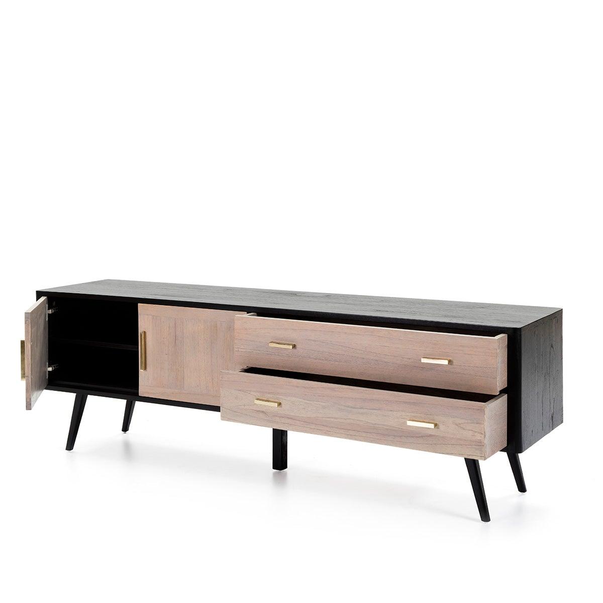 Wood Sideboard W/Gold Handles