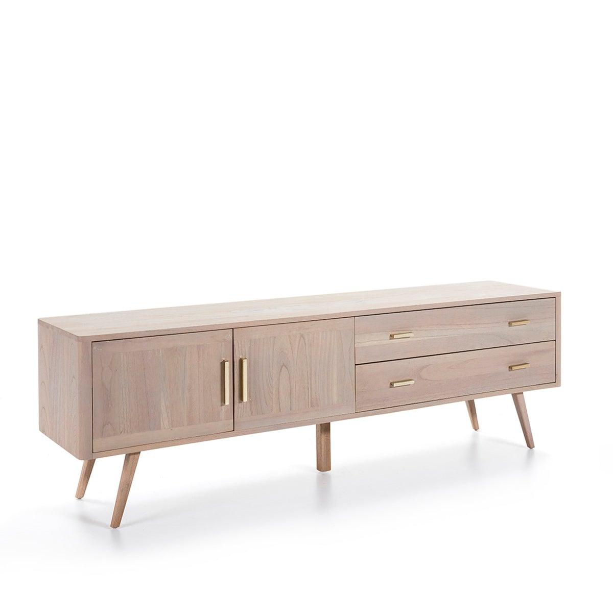 Wood Sideboard W/Gold Handles