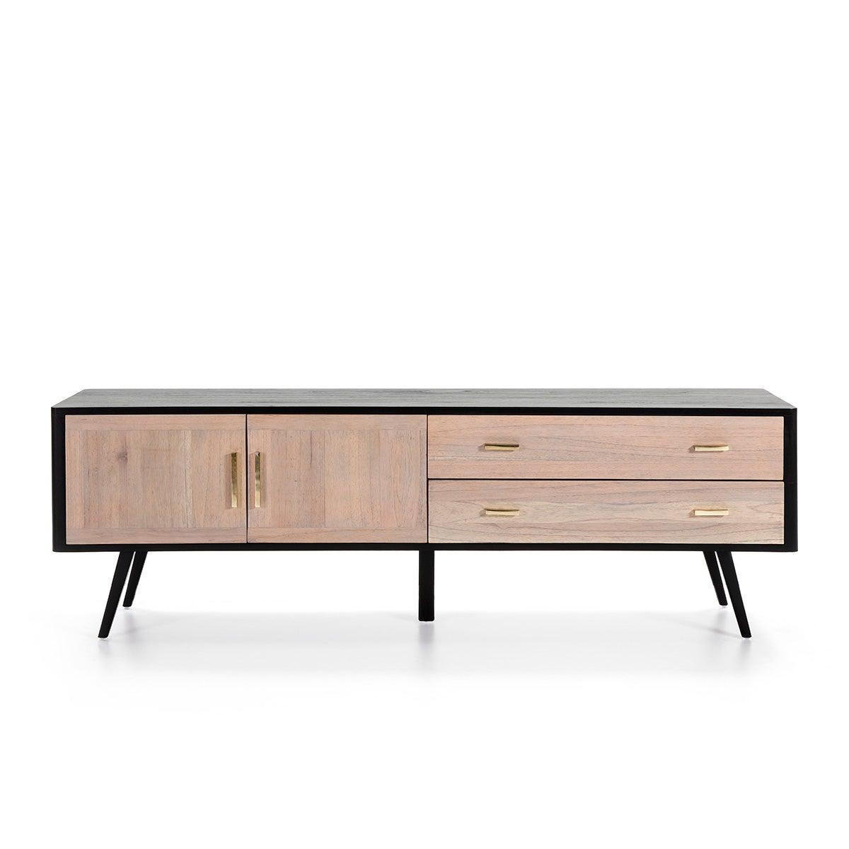 Wood Sideboard W/Gold Handles