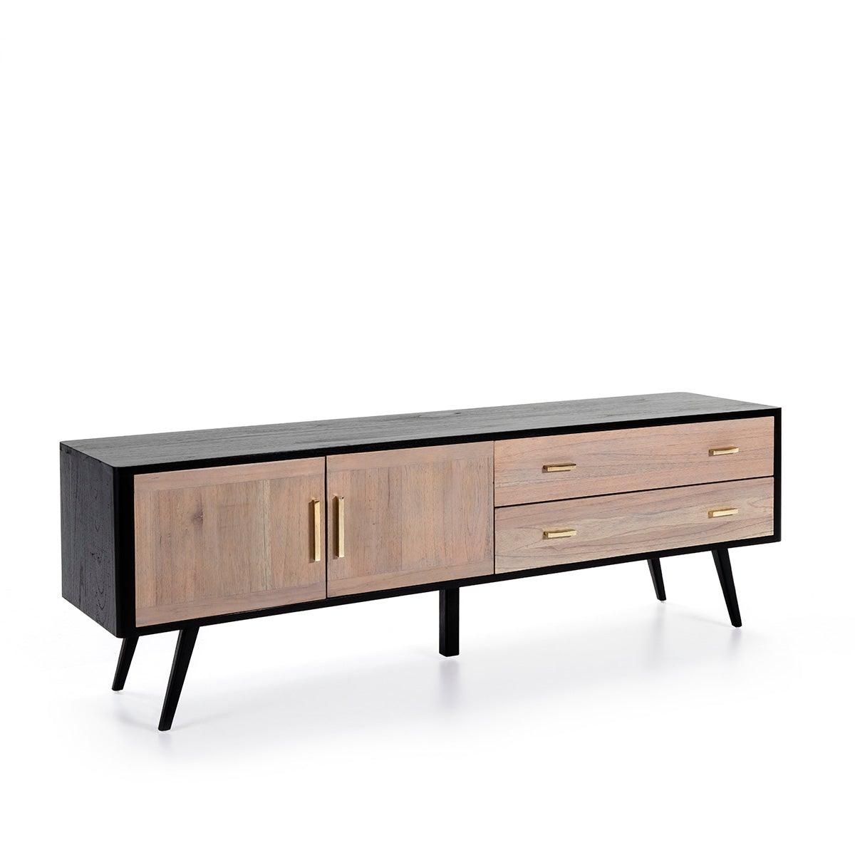 Wood Sideboard W/Gold Handles