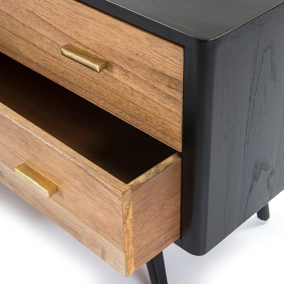 Wood Sideboard W/Gold Handles