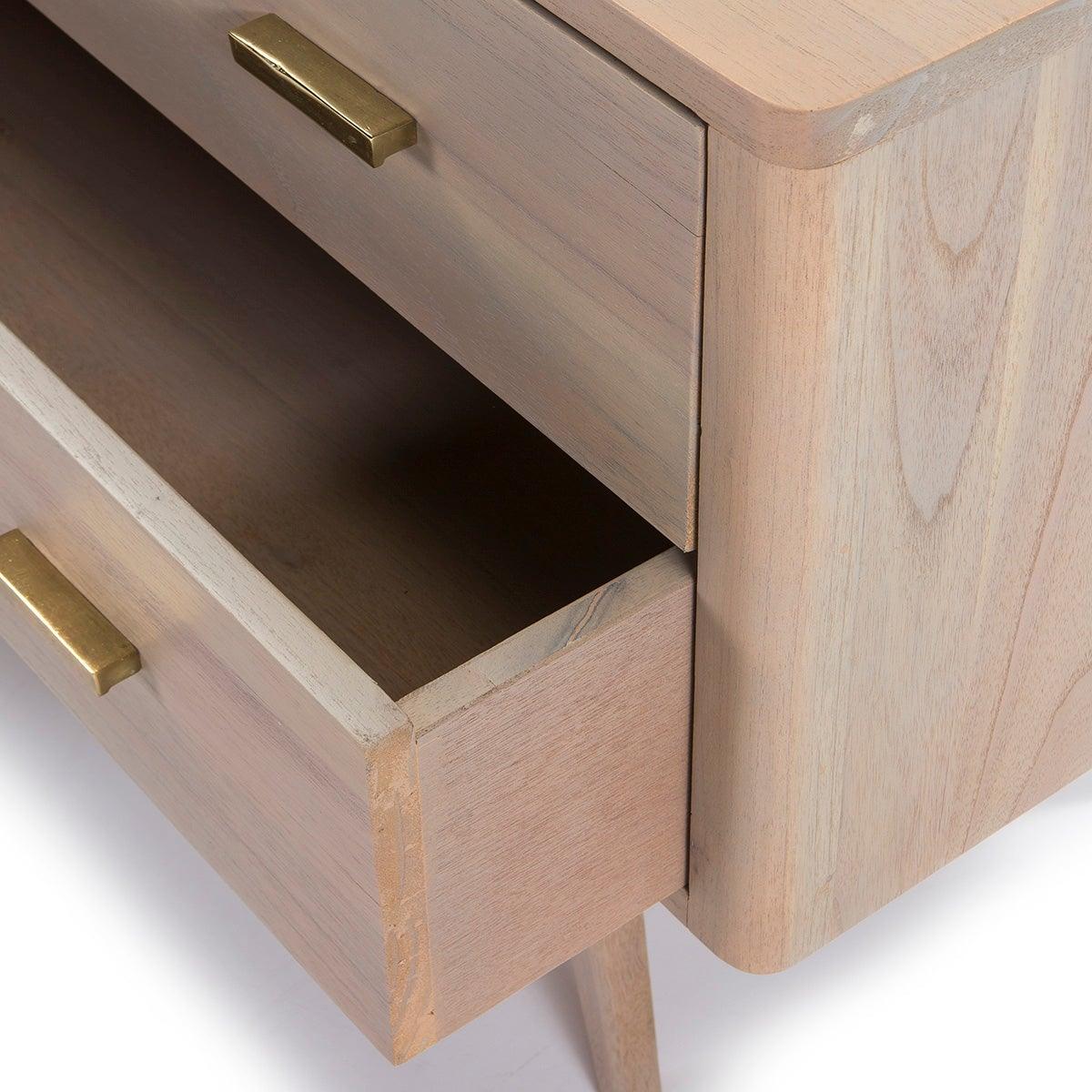 Wood Sideboard W/Gold Handles