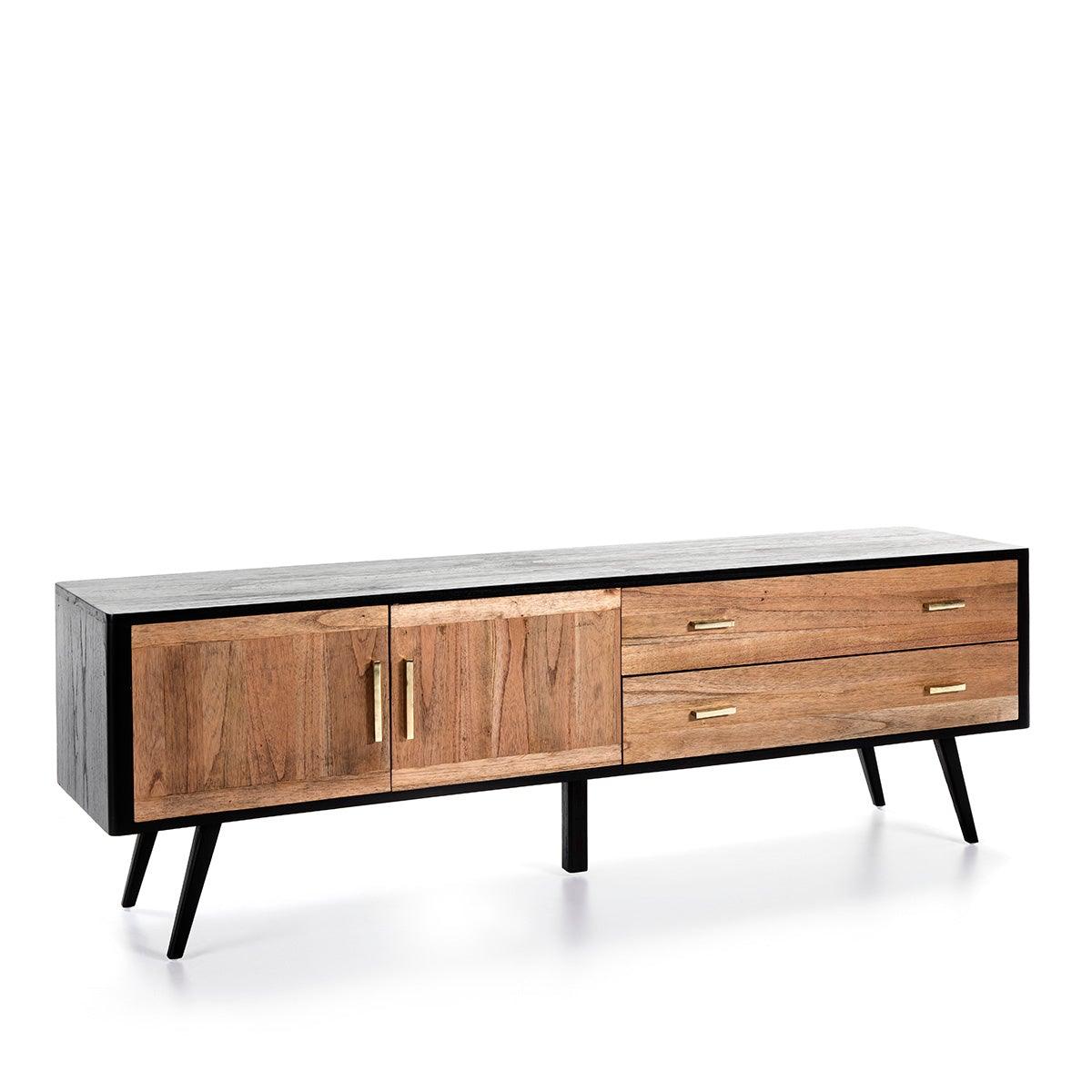 Wood Sideboard W/Gold Handles