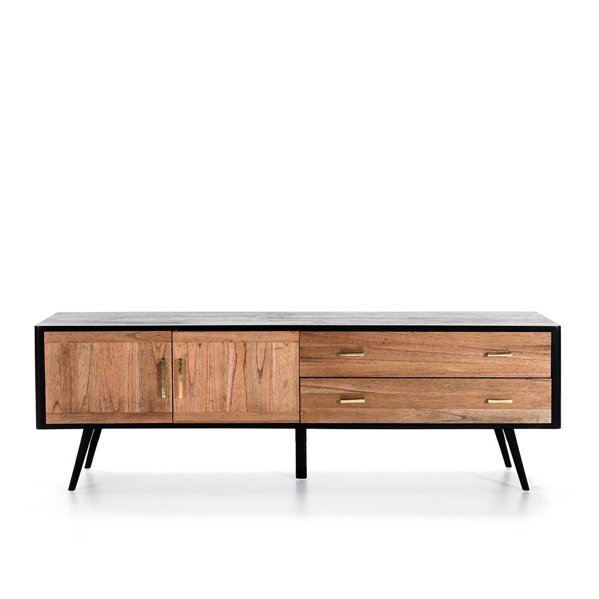Wood Sideboard W/Gold Handles