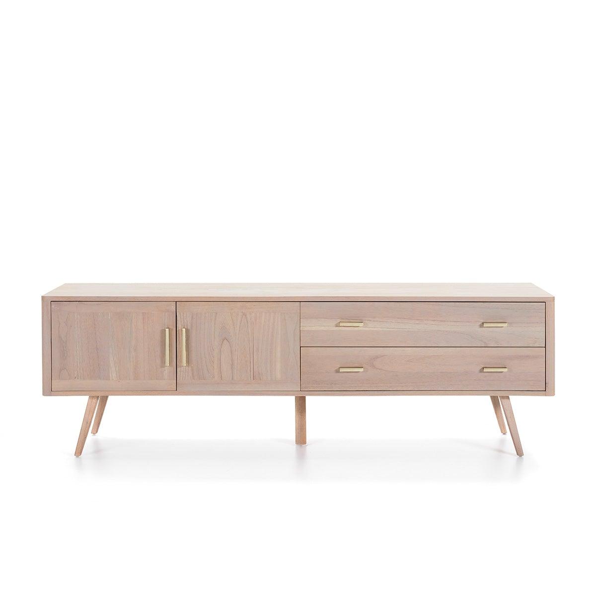 Wood Sideboard W/Gold Handles