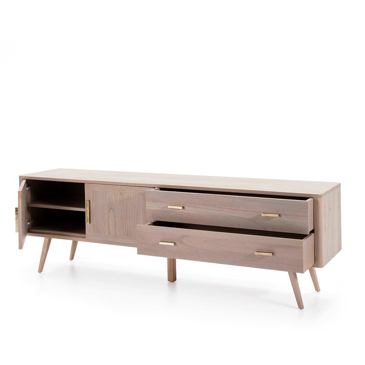 Wood Sideboard W/Gold Handles