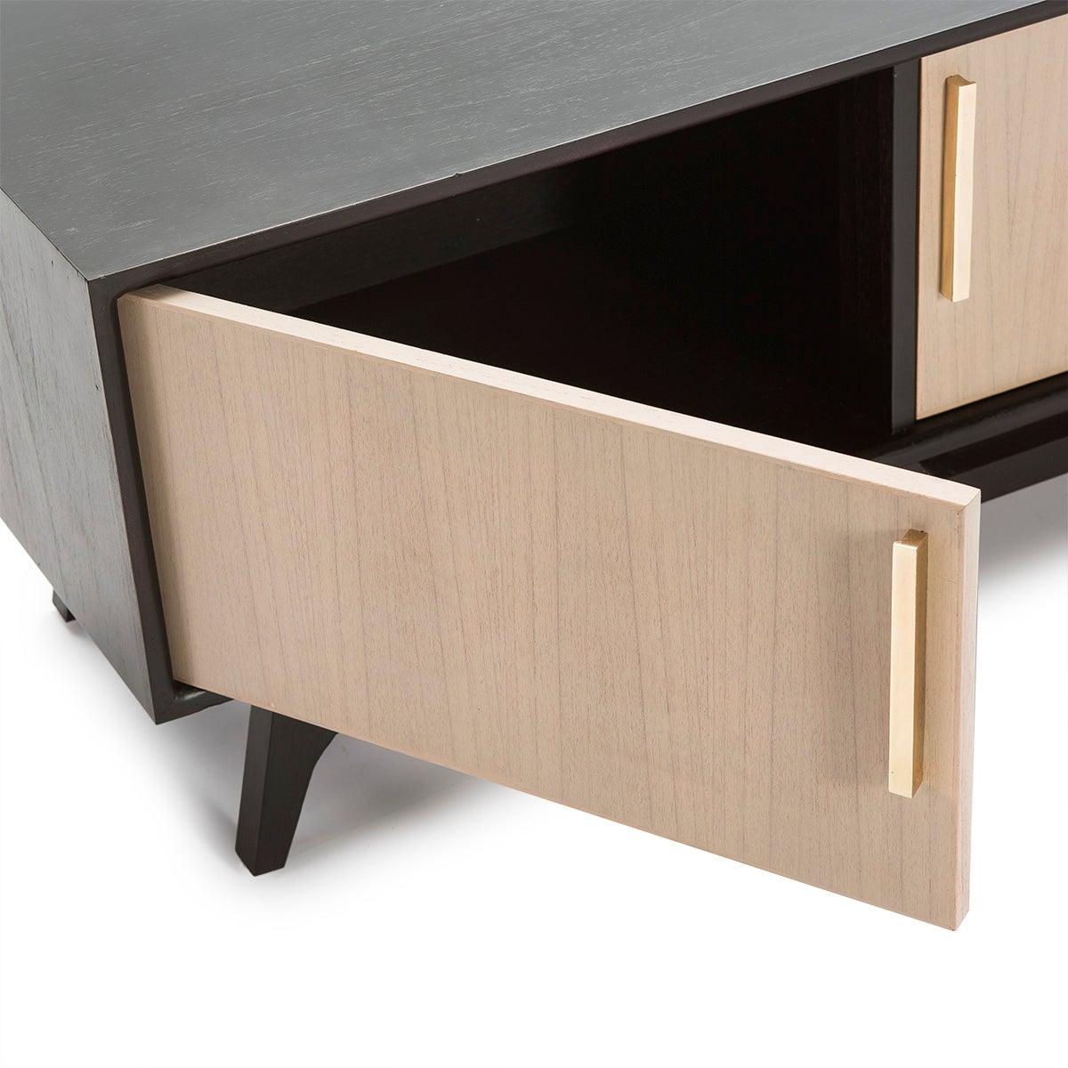 Wood TV Cabinet W/Gold Handles