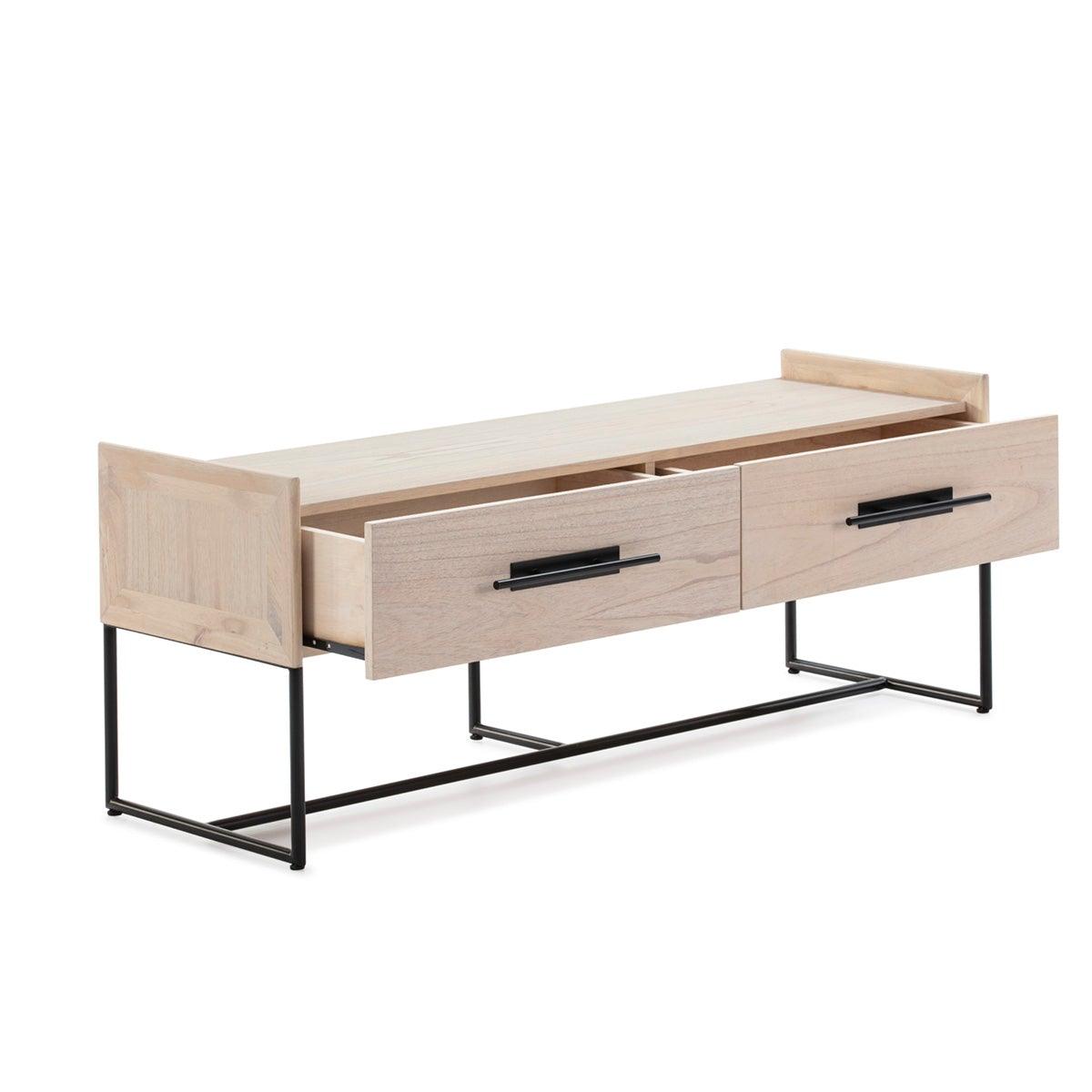 Wood TV Cabinet W/Metal
