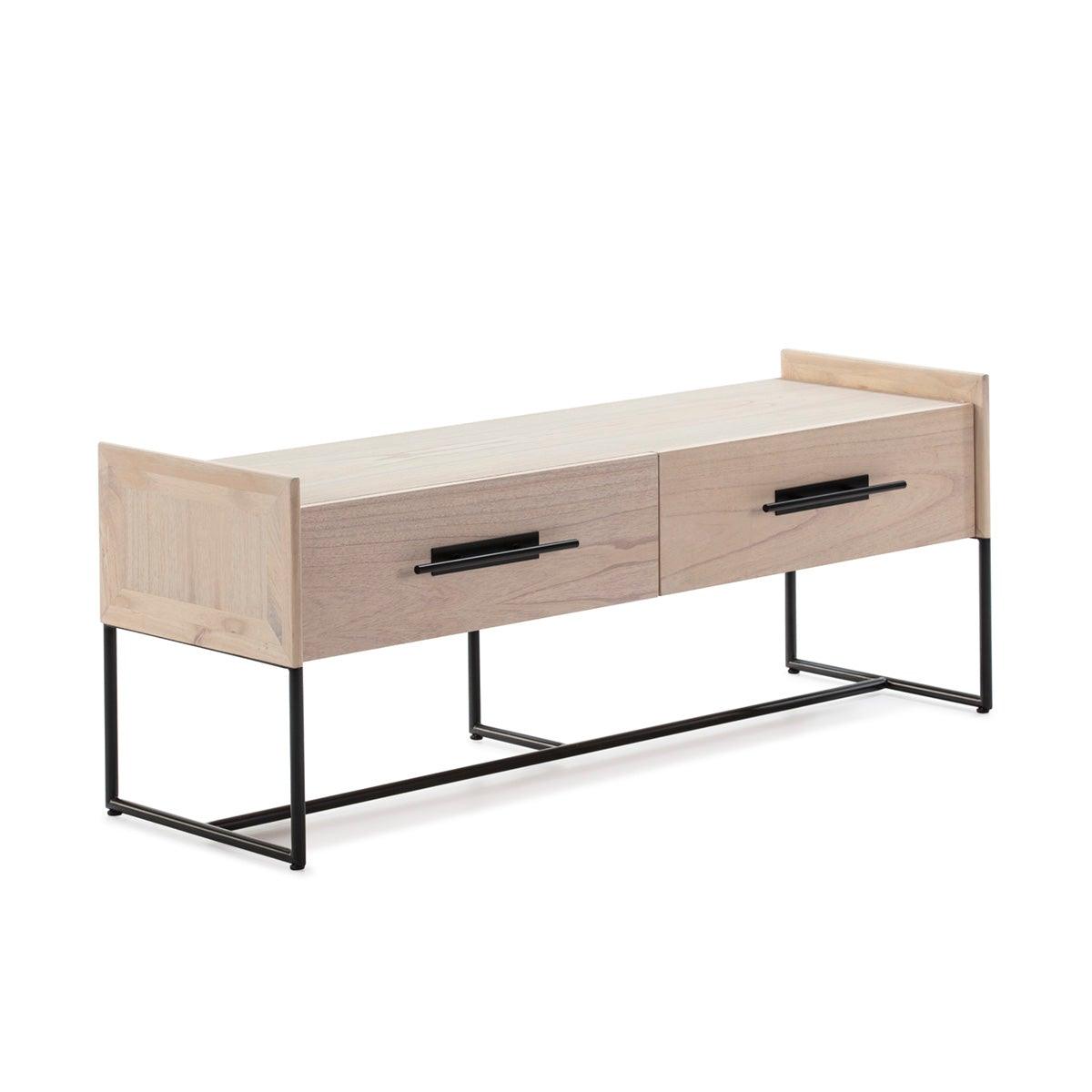 Wood TV Cabinet W/Metal