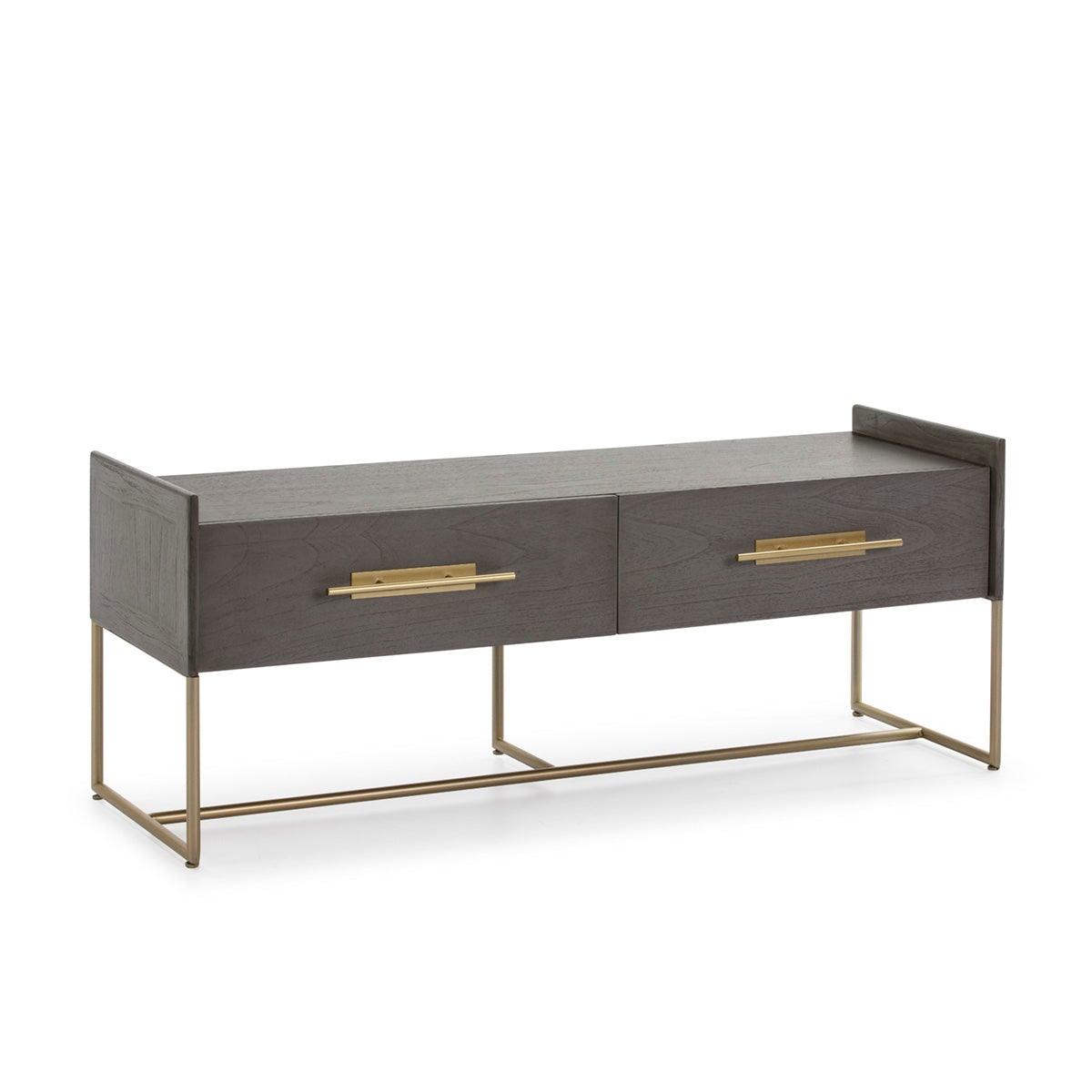 Wood TV Cabinet W/Metal