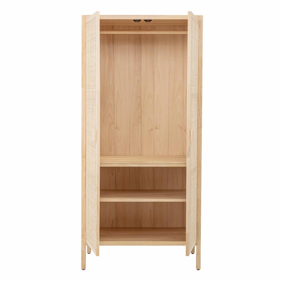 Wood Clothes Cabinet W / Jute Doors