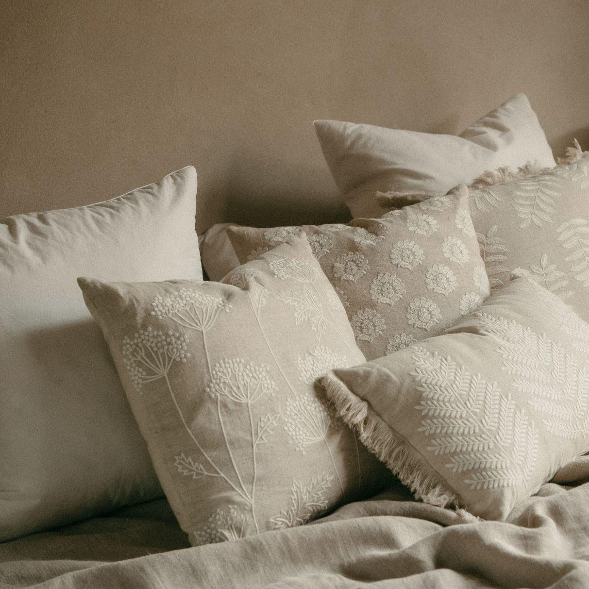 Beige Cotton Pillow